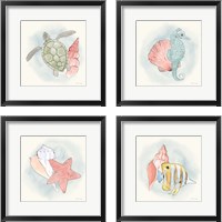 Framed 'Sea Life 4 Piece Framed Art Print Set' border=