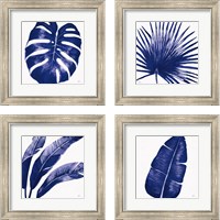 Framed 'Welcome to Paradise Indigo 4 Piece Framed Art Print Set' border=