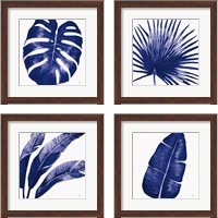 Framed 'Welcome to Paradise Indigo 4 Piece Framed Art Print Set' border=