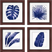 Framed 'Welcome to Paradise Indigo 4 Piece Framed Art Print Set' border=