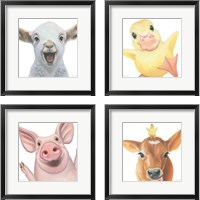 Framed 'Farm Friends 4 Piece Framed Art Print Set' border=