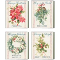 Framed 'Floursack Holiday Bright 4 Piece Canvas Print Set' border=