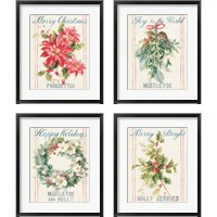 Framed 'Floursack Holiday Bright 4 Piece Framed Art Print Set' border=