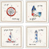 Framed 'Coastal Buoys 4 Piece Canvas Print Set' border=