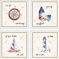 Framed 'Coastal Buoys 4 Piece Art Print Set' border=