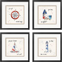 Framed 'Coastal Buoys 4 Piece Framed Art Print Set' border=