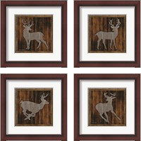 Framed 'Deer Running 4 Piece Framed Art Print Set' border=