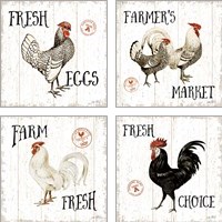 Framed 'Free Range Fresh 4 Piece Art Print Set' border=