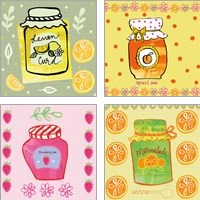 Framed 'Pretty Jams and Jellies 4 Piece Art Print Set' border=