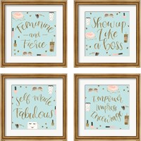 Framed 'Boss Ladies Mint 4 Piece Framed Art Print Set' border=