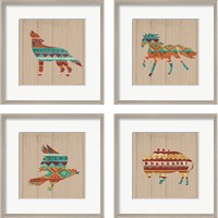 Framed 'Southwestern Vibes on Walnut 4 Piece Framed Art Print Set' border=