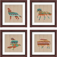 Framed 'Southwestern Vibes on Walnut 4 Piece Framed Art Print Set' border=