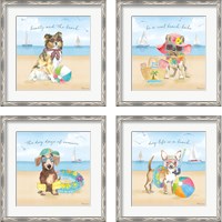 Framed 'Summer Paws 4 Piece Framed Art Print Set' border=