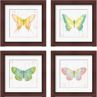 Framed 'White Barn Butterflies 4 Piece Framed Art Print Set' border=