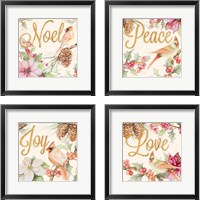 Framed 'Christmas Cardinal 4 Piece Framed Art Print Set' border=