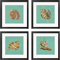 Framed 'Ocean's Gift 4 Piece Framed Art Print Set' border=