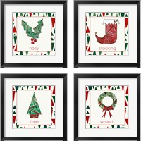 Framed 'Geometric Christmas 4 Piece Framed Art Print Set' border=