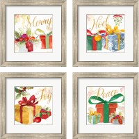 Framed 'Presents and Notes 4 Piece Framed Art Print Set' border=