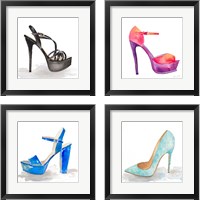 Framed 'Black Tie Stiletto 4 Piece Framed Art Print Set' border=