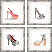 Framed 'Animal Print Stiletto 4 Piece Framed Art Print Set' border=