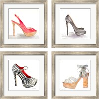 Framed 'Animal Print Stiletto 4 Piece Framed Art Print Set' border=