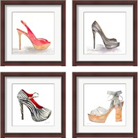 Framed 'Animal Print Stiletto 4 Piece Framed Art Print Set' border=