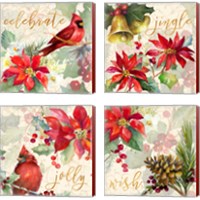 Framed 'Holiday Wishes 4 Piece Canvas Print Set' border=