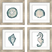 Framed 'Coastal Icon Blue 4 Piece Framed Art Print Set' border=