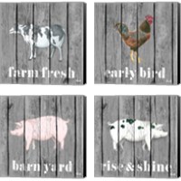 Framed 'Wood Farm Grey  4 Piece Canvas Print Set' border=