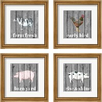 Framed 'Wood Farm Grey  4 Piece Framed Art Print Set' border=