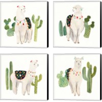 Framed 'Sweet Alpaca 4 Piece Canvas Print Set' border=