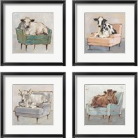 Framed 'Moo-ving In 4 Piece Framed Art Print Set' border=