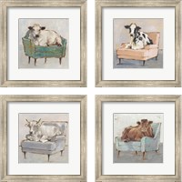 Framed 'Moo-ving In 4 Piece Framed Art Print Set' border=