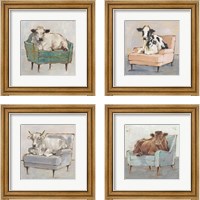 Framed 'Moo-ving In 4 Piece Framed Art Print Set' border=