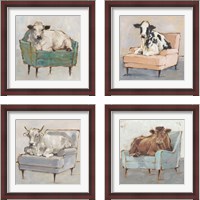 Framed 'Moo-ving In 4 Piece Framed Art Print Set' border=