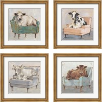 Framed 'Moo-ving In 4 Piece Framed Art Print Set' border=