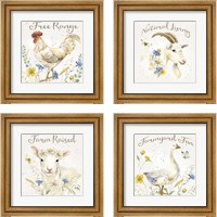 Framed 'Nostalgic Farm 4 Piece Framed Art Print Set' border=