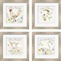 Framed 'Nostalgic Farm 4 Piece Framed Art Print Set' border=