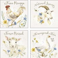 Framed 'Nostalgic Farm 4 Piece Art Print Set' border=