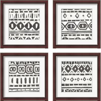 Framed 'Tribal Textile 4 Piece Framed Art Print Set' border=