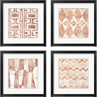 Framed 'Red Earth Textile 4 Piece Framed Art Print Set' border=