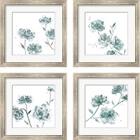 Framed 'Traces of Flowers 4 Piece Framed Art Print Set' border=