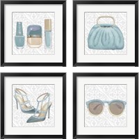 Framed 'Must Have Fashion Gray White 4 Piece Framed Art Print Set' border=