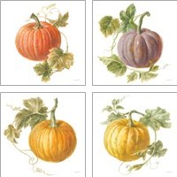 Framed 'Floursack Autumn on White 4 Piece Art Print Set' border=