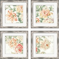 Framed 'Cottage Roses 4 Piece Framed Art Print Set' border=