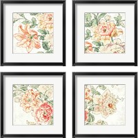 Framed 'Cottage Roses 4 Piece Framed Art Print Set' border=