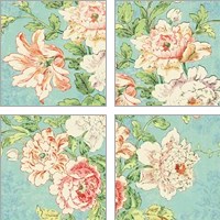 Framed 'Cottage Roses Bright 4 Piece Art Print Set' border=