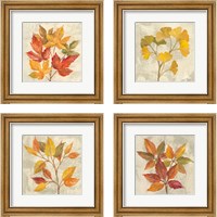 Framed 'November Leaves 4 Piece Framed Art Print Set' border=