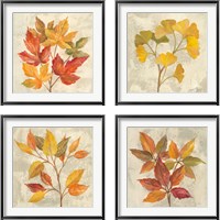 Framed 'November Leaves 4 Piece Framed Art Print Set' border=