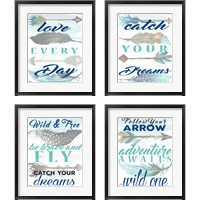 Framed 'Inspiring  4 Piece Framed Art Print Set' border=